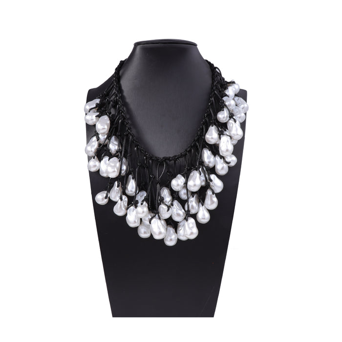 Wholesale Braided Rope Necklace Irregular Imitation Pearl Pendant Clavicle Chain