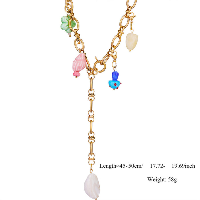 Wholesale Original design: Pearl necklace with fashionable temperament and high-end feel, paired with glass pendant