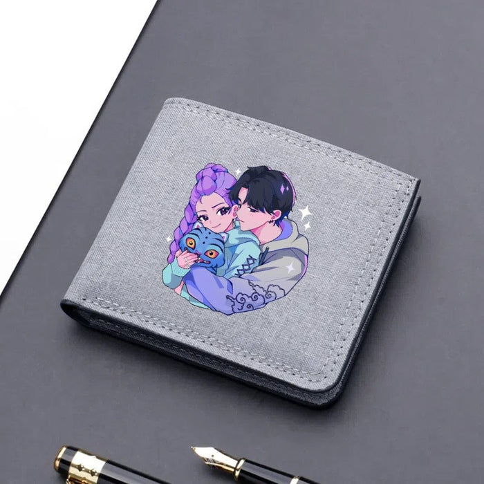 Wholesale Modern trendy ultra-thin cartoon print short canvas wallet