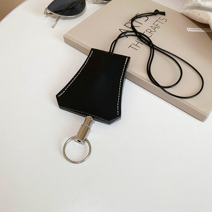 Wholesale Long leather pull-out key bag, wearing accessories, hanging neck, leather tag necklace, hanging glasses, keychain, niche accessories
