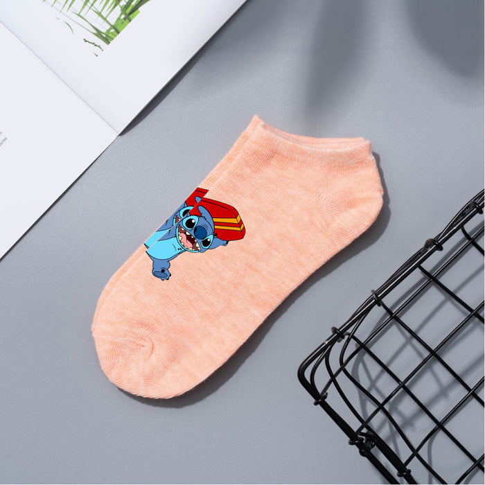 Wholesale Cartoon Simple Breathable Short Style Multi-color Cotton Crew Socks JDC-SK-WuDM001