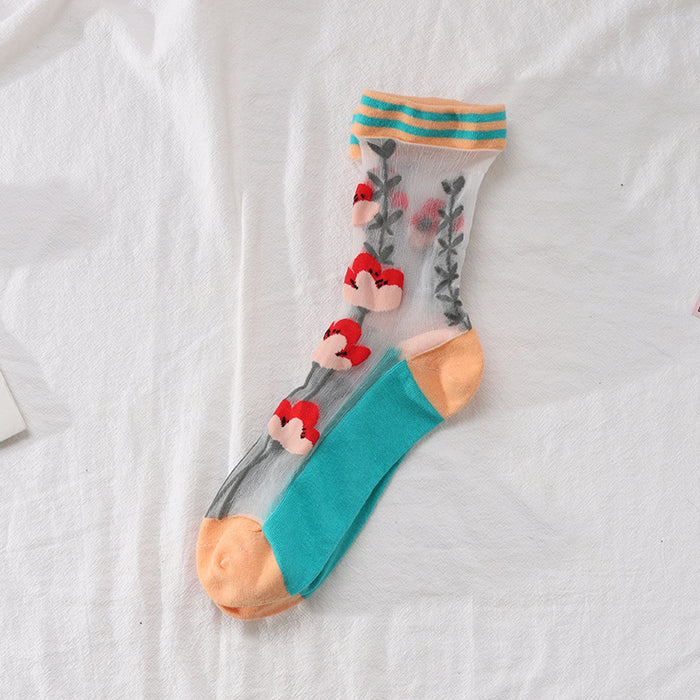 Wholesale Women's socks with mid tube design, cotton socks, breathable ice stockings
