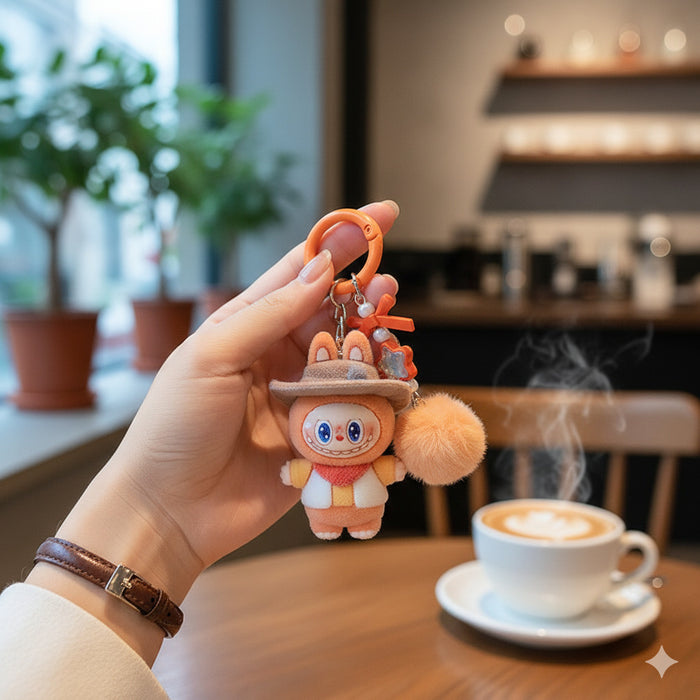 Wholesale Flocked Soft Rubber Doll Keychain
