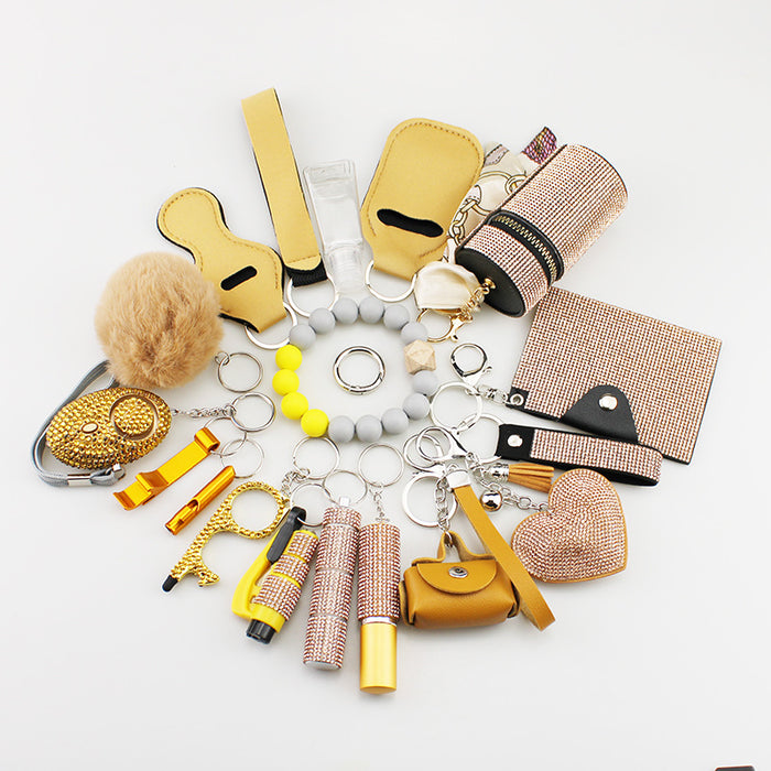 Wholesale Trendy 19 Piece Multifunctional Bag Charm Keychain Set White For Handbags Keyrings Jewelry Accessory Gift