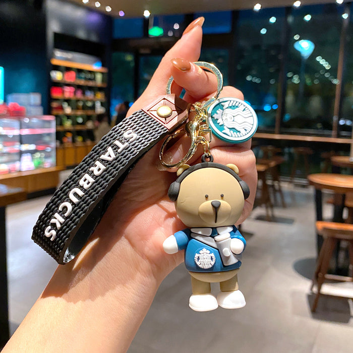 Wholesale Milk tea bear keychain pendant cute bear doll exquisite car key chain ornaments gift