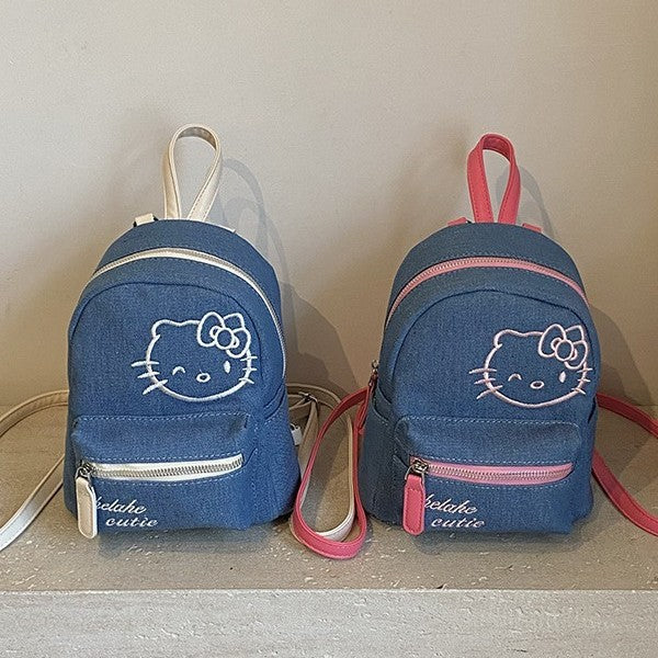 Wholesale New cute printed backpack, new denim handbag, student backpack