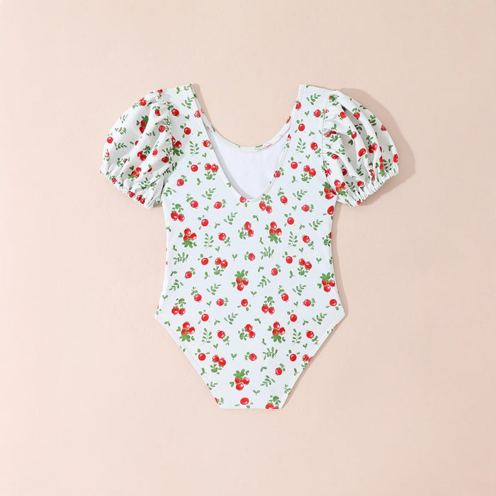 Wholesale Cute one-piece swimsuit with bubble sleeves and short sleeves