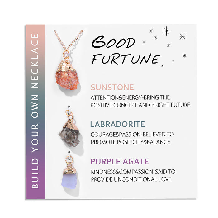 Wholesale Carded necklace and earring set with raw stone pendant necklace and irregular stones