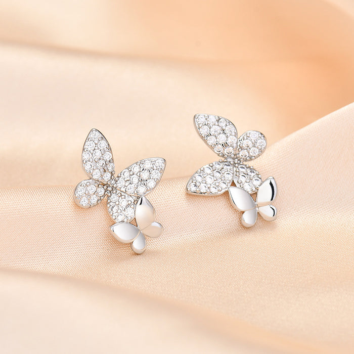 Wholesale Butterfly full diamond zircon personalized high-end earrings and earrings