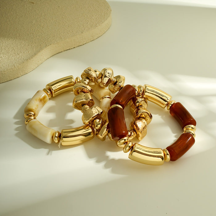 Wholesale Multi-layer acrylic color-blocked round tube elastic beads