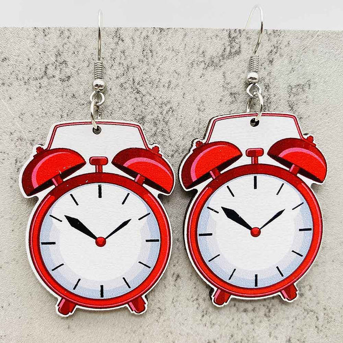 Wholesale Teachers'  Day Earrings Pencil Alarm Clock Wooden Earrings School Season Student Earrings