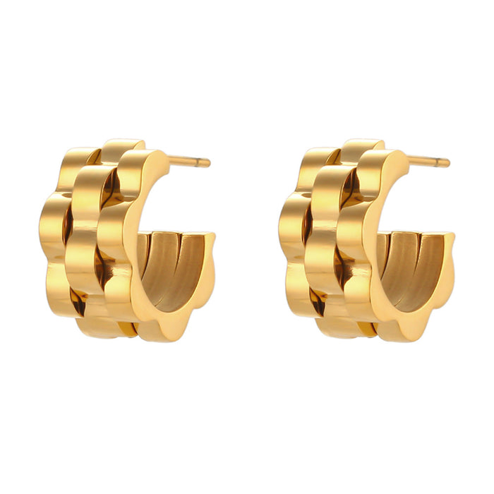 Wholesale Stainless Steel Plated 18K Gold Hip Hop Strap Earrings JDC-ES-MengJ002