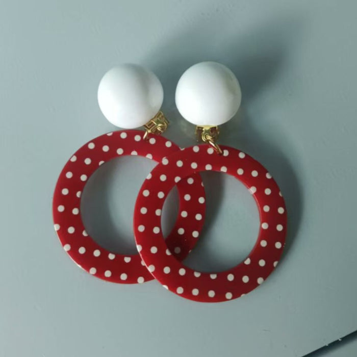Wholesale Personalized retro red exaggerated circle earrings ear clip