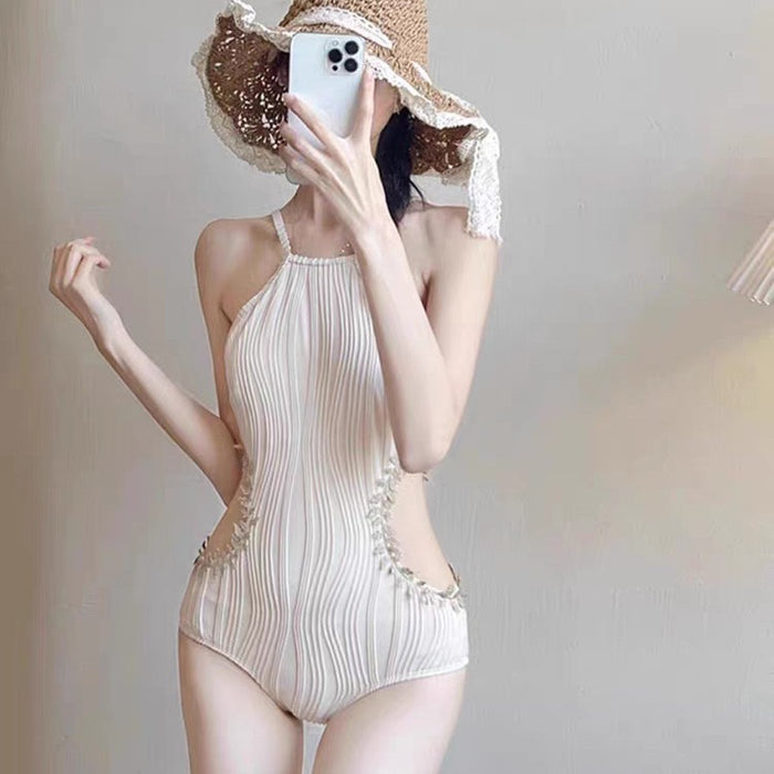Wholesale New swimsuit summer one-piece high-end feeling sexy and slimming, backless hot spring vacation swimsuit for women