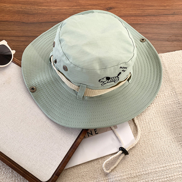 Wholesale Puppy Embroidered Mountaineering Hat Outdoor Camping Sunscreen Fisherman's Hat Travel Western Cowboy Hat