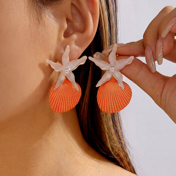 Wholesale Zinc Alloy Shell Pendant Earrings for Beach Party Fashion Accessory
