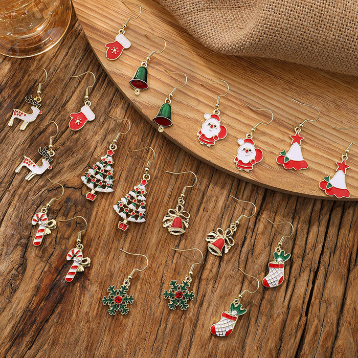 Wholesale Christmas Santa Claus Snow Earrings  Bell Elk Earrings Christmas Hat