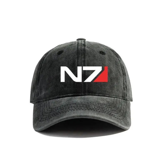 Wholesale Vintage Distressed Baseball Cap Mass Effect N7 Logo Adjustable Curved Brim For Summer