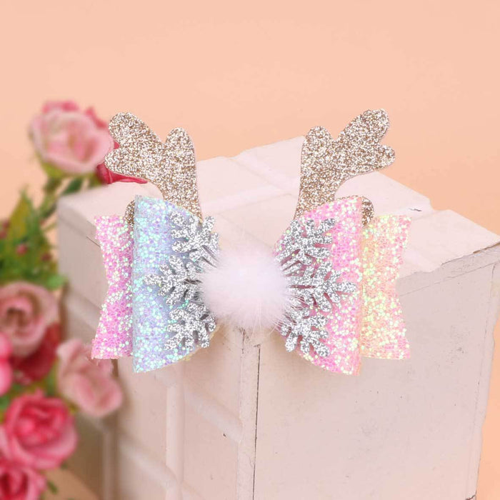 Wholesale Children Christmas Snowflake Fabric Bow Hairpin JDC-HC-Bais005