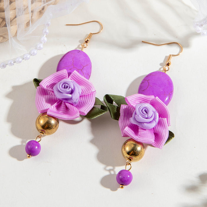 Wholesale Personalized oval turquoise earrings with a niche design, rose earrings, and earrings
