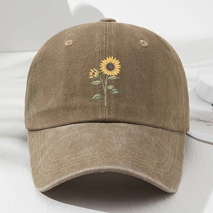 Wholesale Trendy Sunflower Pattern Baseball Cap Adjustable Washed Multi Color Summer Hat