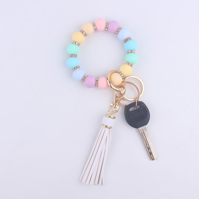 Wholesale Colorful Silicone Beaded Wrist Keychain JDC-KC-GuangTian020