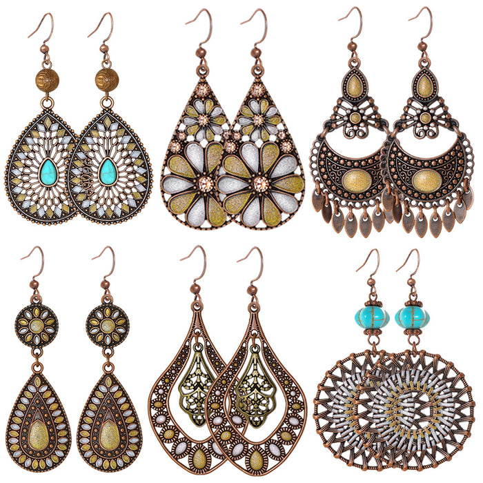 Wholesale Bohemian Artistic Vintage Tassel Earrings Zinc Alloy Jewelry Accessory MOQ≥2