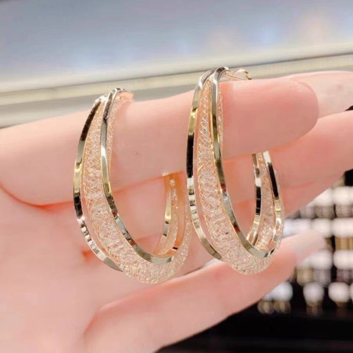 Wholesale Metal gold-plated crystal earrings