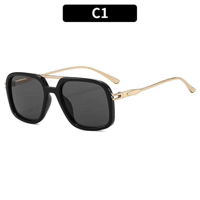 Wholesale Chic Retro Double Bridge Sunglasses for Women UV400 Large Frame Black Gray Sun Protection Fashion Accessory