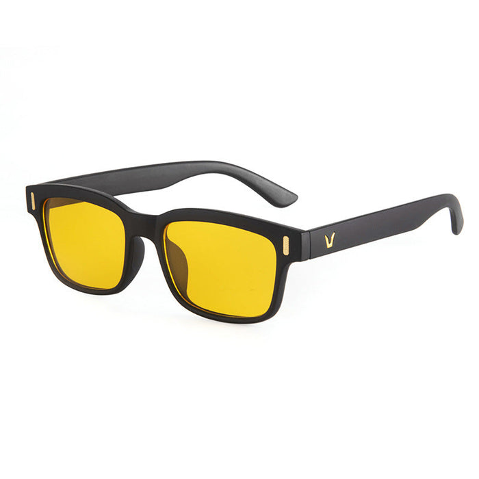 Wholesale Small square box rice nail style personalized sunglasses, UV resistant sunshade glasses, internet famous night vision yellow glasses