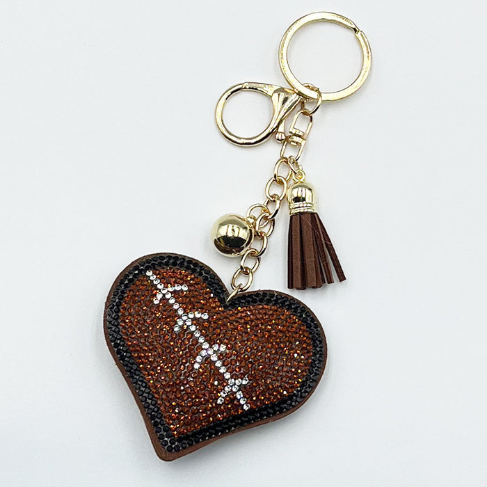 Wholesale Rhinestone Heart Sports Ball Rhinestone Keychain