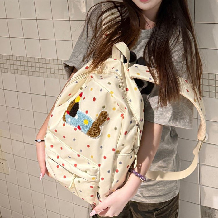 Wholesale Cartoon Cute Backpack Bags Casual Polka Dot Schoolbag Large Capacity