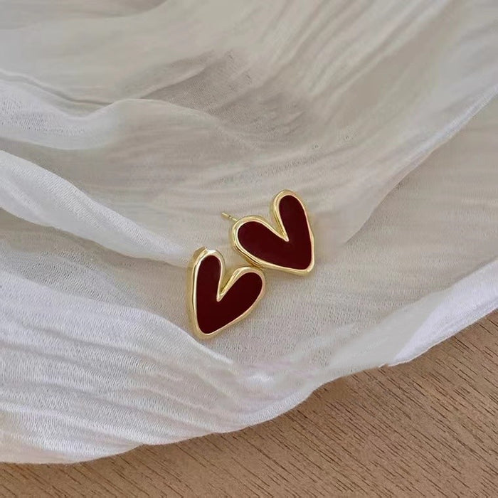 Wholesale wine red Love earrings simple temperament personalized earrings ear jewelry for women