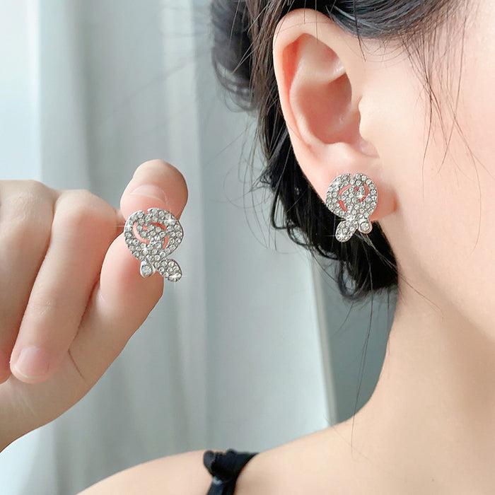 Wholesale  Rose Ear Studs  Niche Design Diamond Ear Studs Simple Earrings for Women