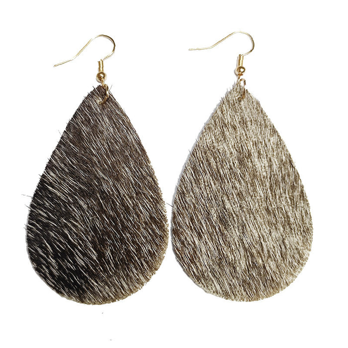 Wholesale Earrings Leather Drop Shape Western Style Long Hair 2 Pairs JDC-ES-HeYi069