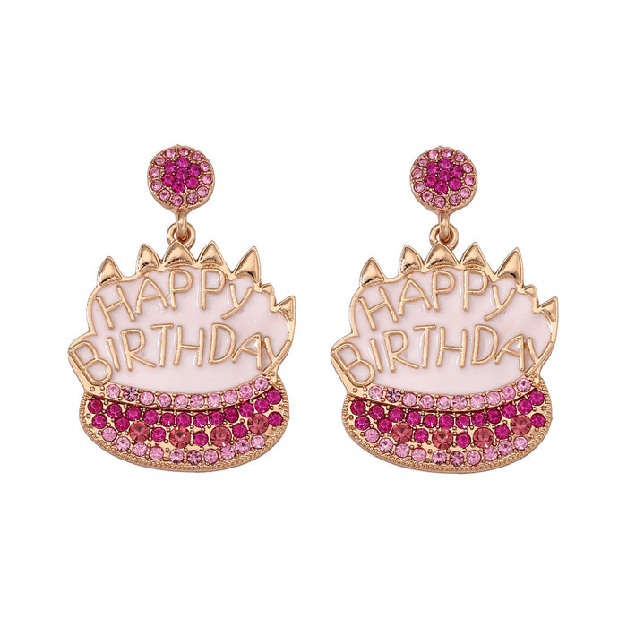 Wholesale diamond-embedded light luxury birthday cake cute ear studs earrings