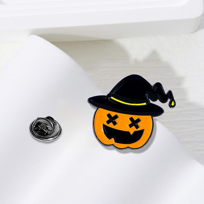 Wholesale  Series Brooch Pumpkin Skull Ghost Alloy Oil Dropping Metal Cartoon Punk Horror Badge