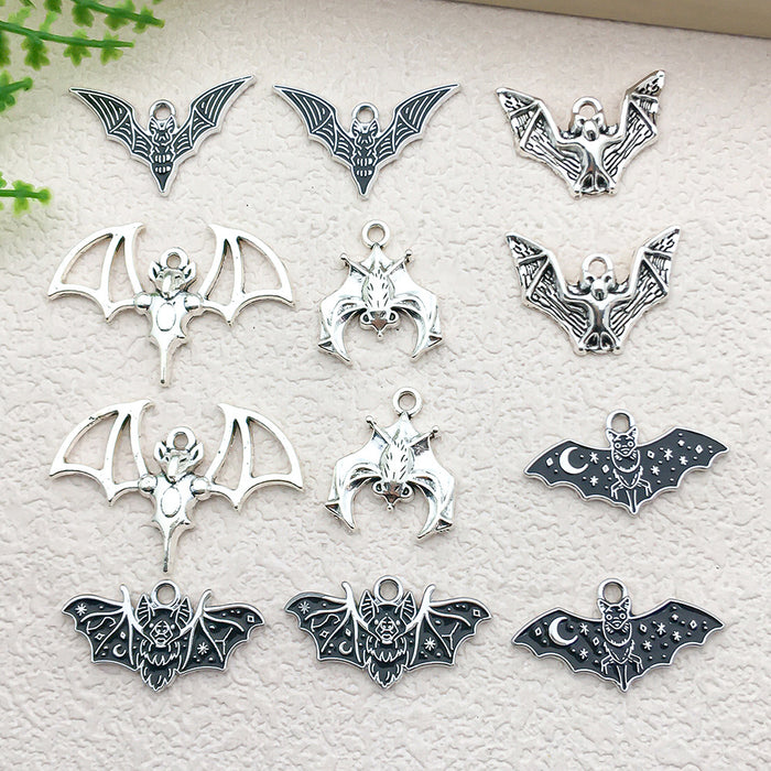 Wholesale Halloween Stylish 12-Pack Bat Charms Zinc Alloy Electroplated MOQ≥2