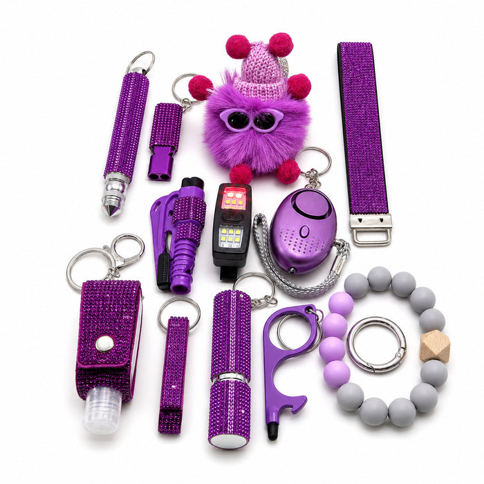 Wholesale 13 Piece Women S Night Safety Keychain Set Stainless Steel Commuting Casual Everyday Carry