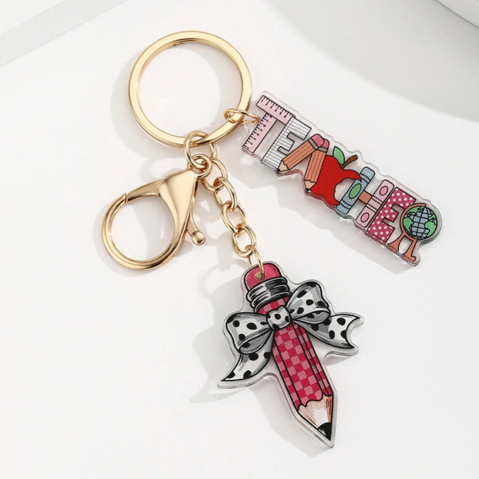 Wholesale Bow Pencil Letter Strip Keychain