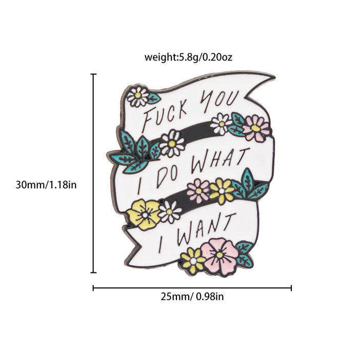 Wholesale Cartoon English Letter Brooch Red Flower Ribbon Design Fashion Accessory Gift For Boutique Resale