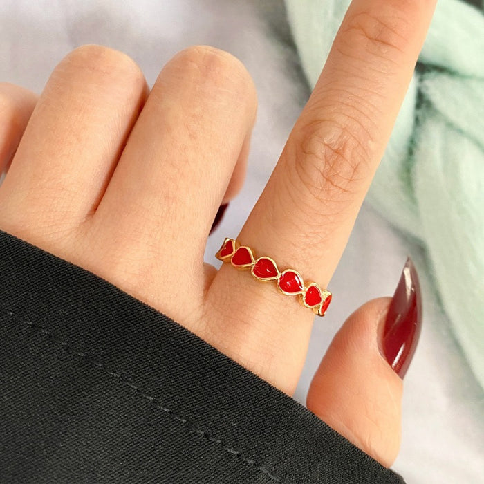 Wholesale Love ring bracelet with adjustable opening, new style of jewelry, simple oil dripping personalized ring, wholesale for women