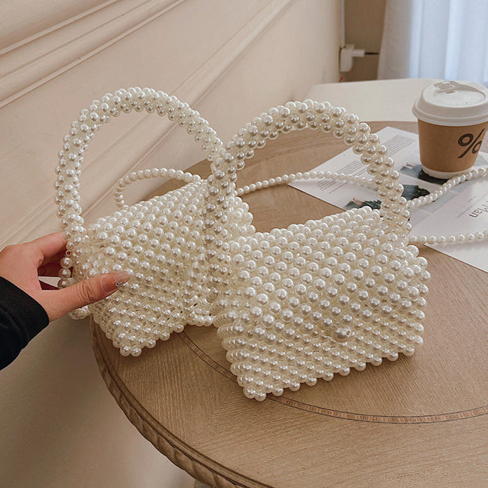 Wholesale Handmade bead bag, new handmade woven small square bag, high-end feel, hand-held crossbody bag