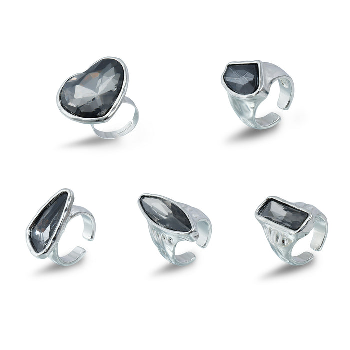 Wholesale Geometric Black Diamond Adjustable Ring