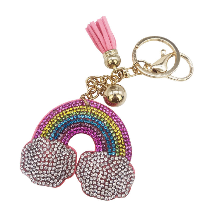 Wholesale Creative Fresh Tassel New Hot Diamond Rainbow Cloud Keychain JDC-KC-HuiSen012