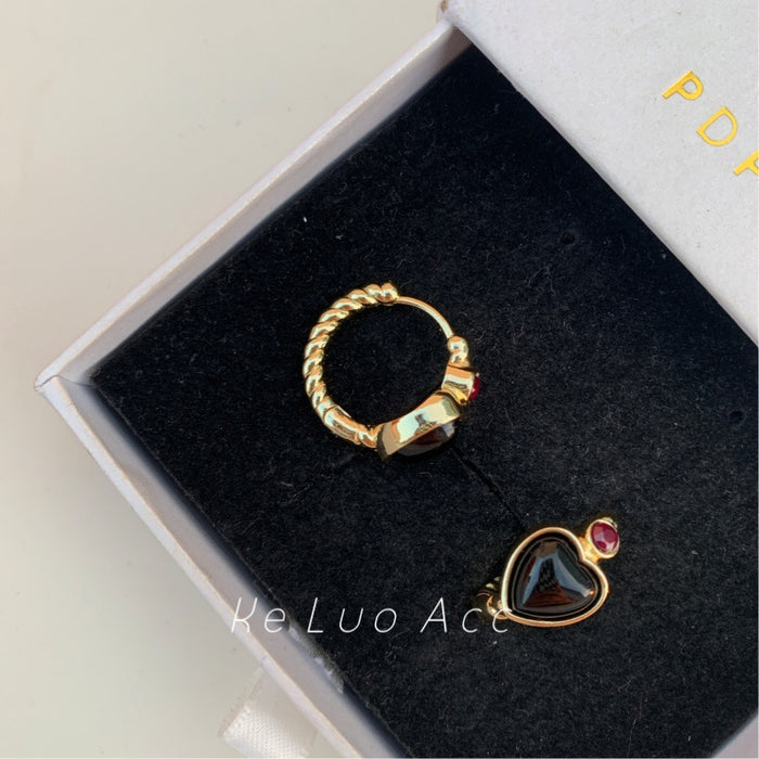 Wholesale Vintage natural gemstone jewelry, niche, light luxury, high-end accessories, ear loops, ear buckle earrings