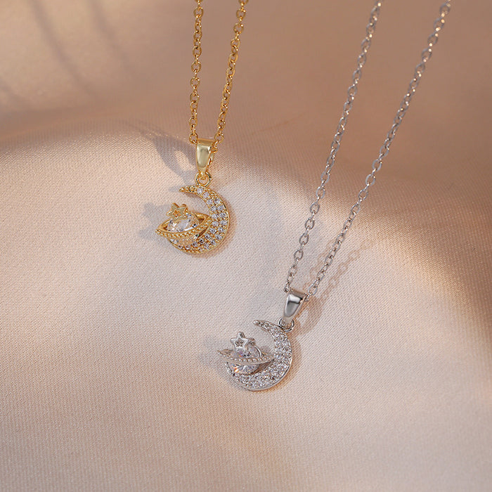 Wholesale Necklace zircon geometry niche fashion new design pendant temperament titanium steel necklace