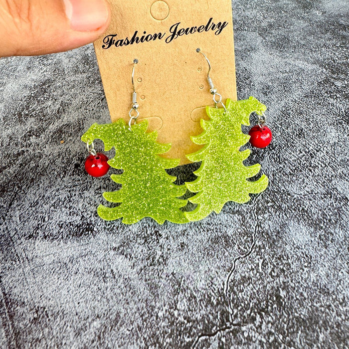 Wholesale Christmas tree acrylic ing earrings Christmas exaggerated holiday jewelry