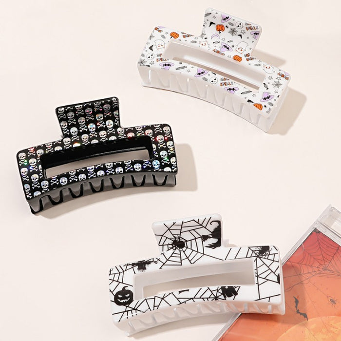 Wholesale  hair clip square print skull ghost hair clip funny shark clip European and American hair accessories