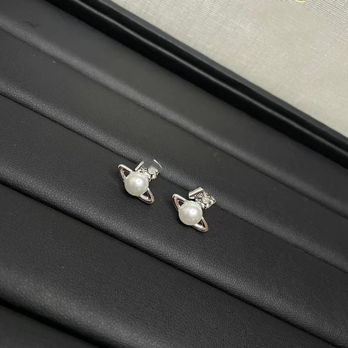 Wholesale 3D Pearl Saturn Copper Earrings JDC-ES-DouYin003